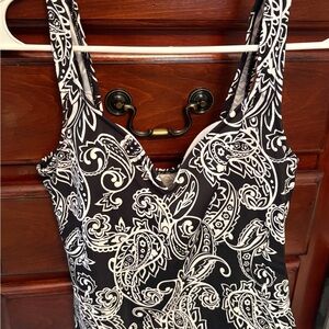 Jantzen Black and White Paisley Bathing Suit Top